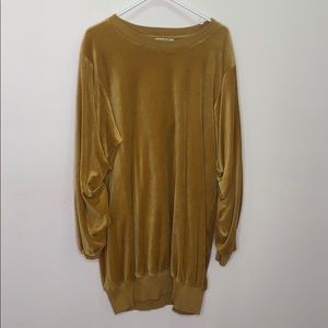 Velvet mustard sweatshirt dress